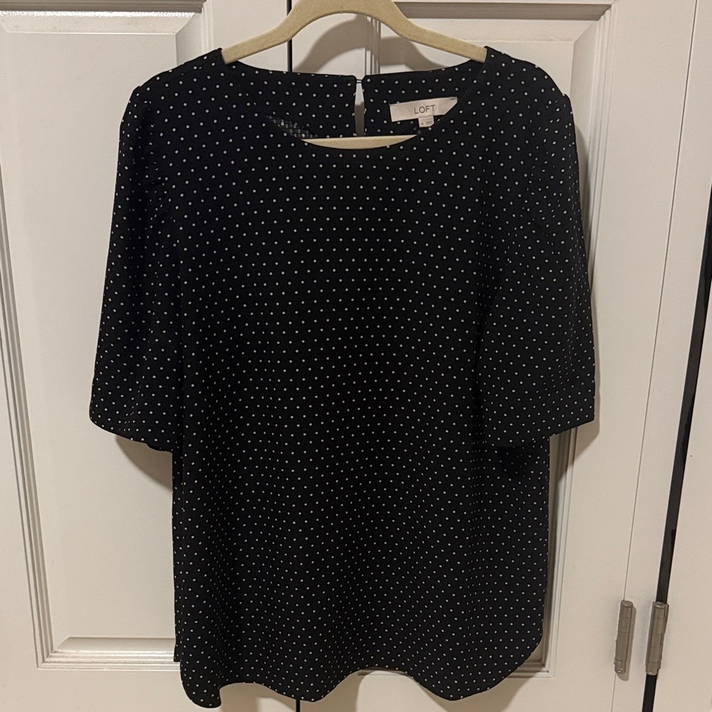 LOFT Black and White Polka Dot Blouse